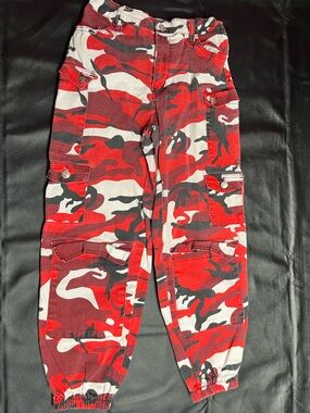 Rue21 Red and White Camouflage Cargo Pants